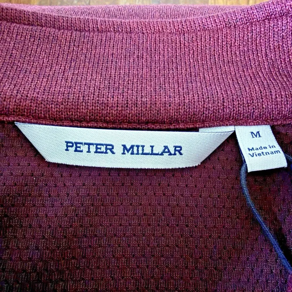 NWT Peter Millar Mens Medium Crown Comfort Burgundy Quarter Zip Pullover Sweater